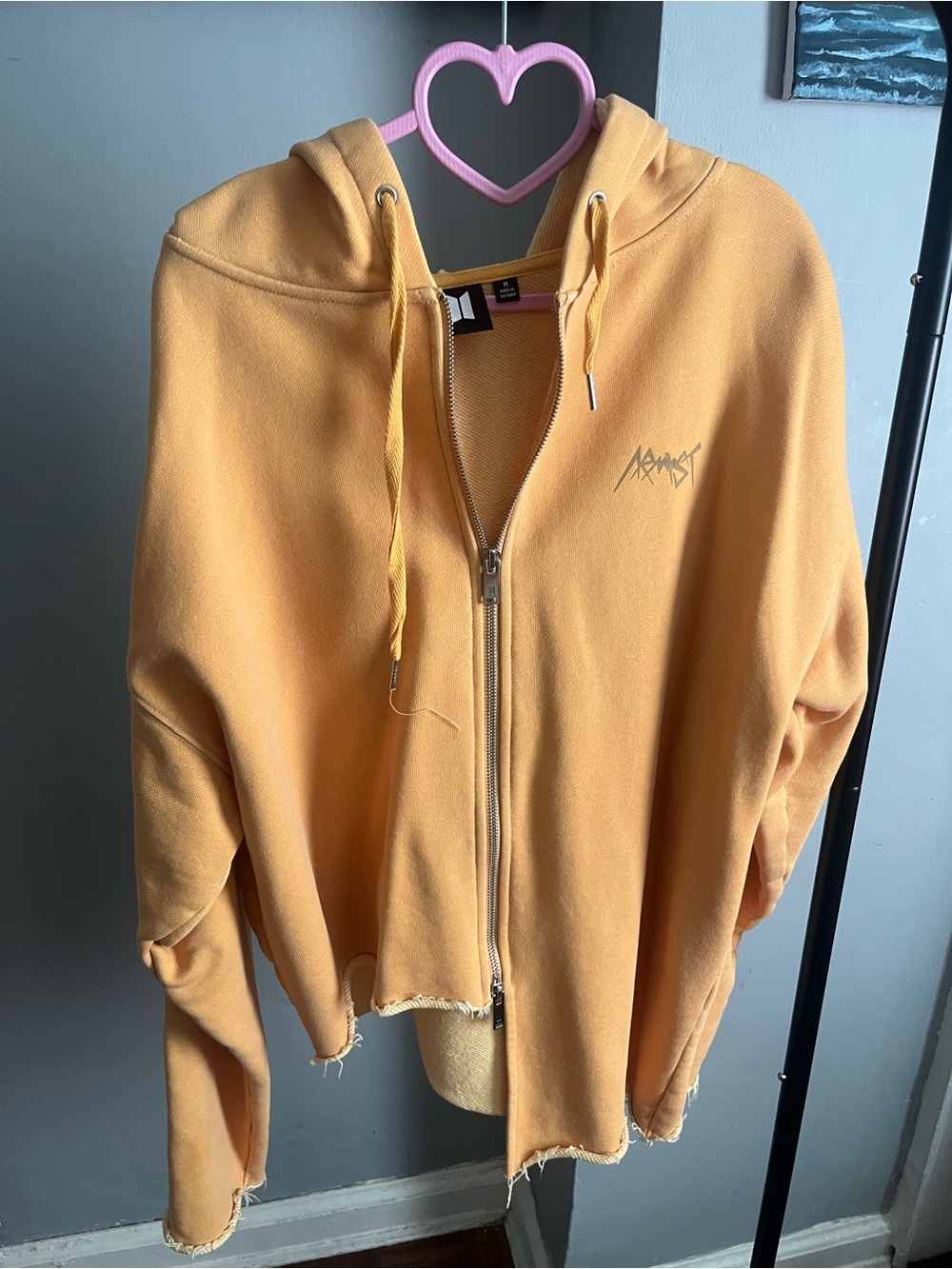 BTS  Jungkook artist made hoodie in mustard yellow. Size medium. Kpop arirang